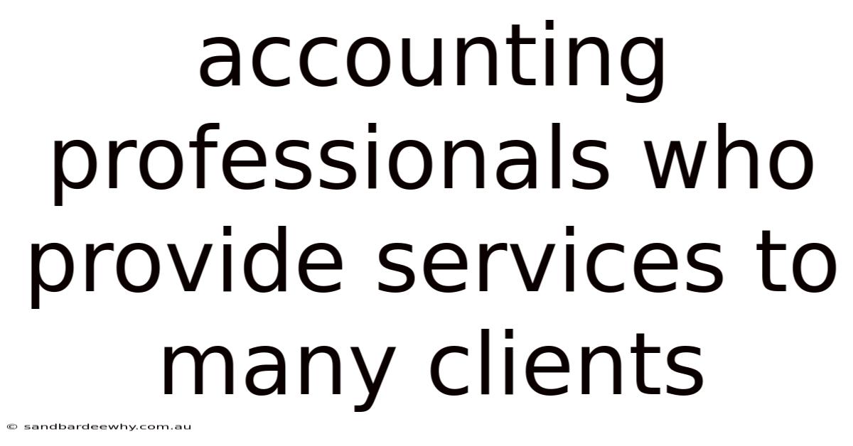 Accounting Professionals Who Provide Services To Many Clients