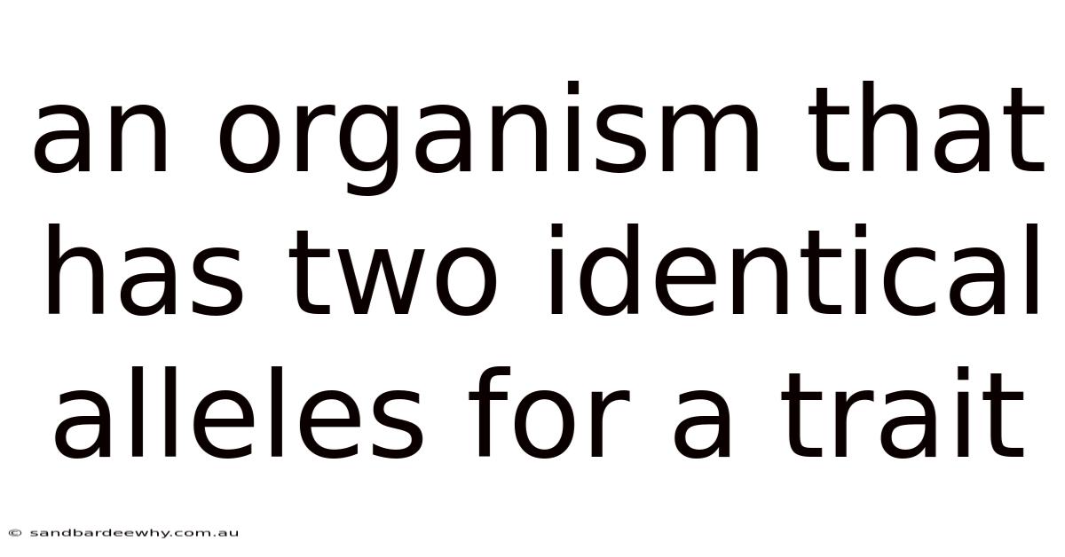 An Organism That Has Two Identical Alleles For A Trait