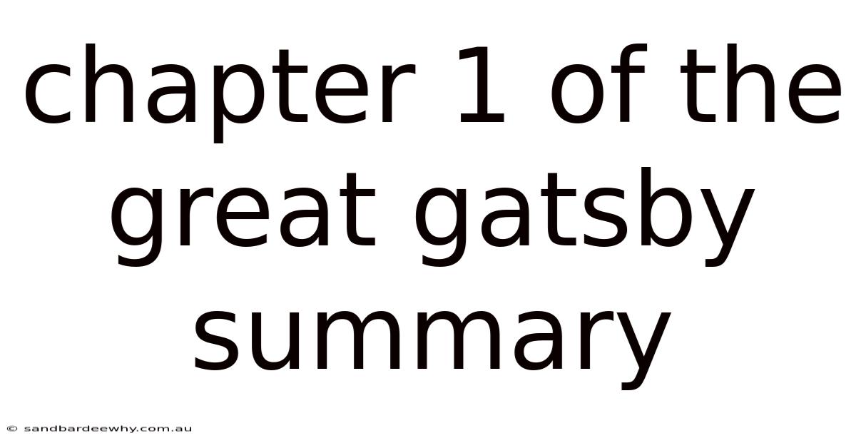 Chapter 1 Of The Great Gatsby Summary