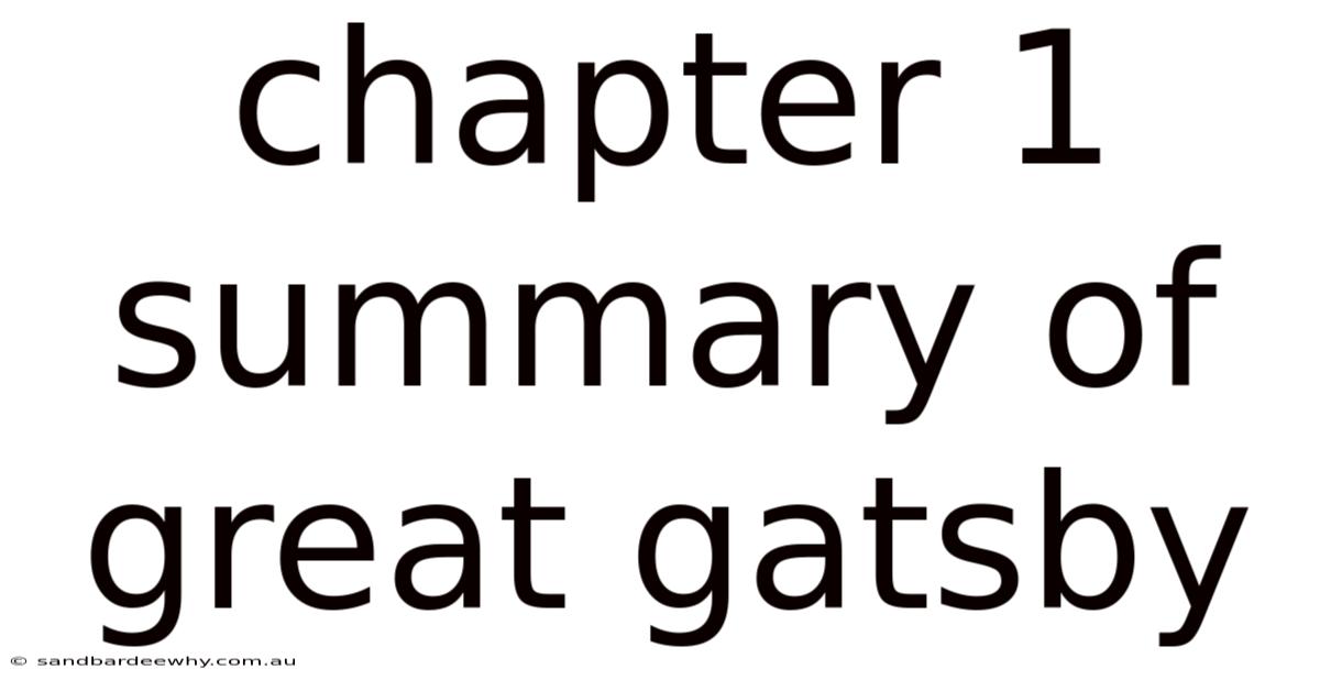 Chapter 1 Summary Of Great Gatsby