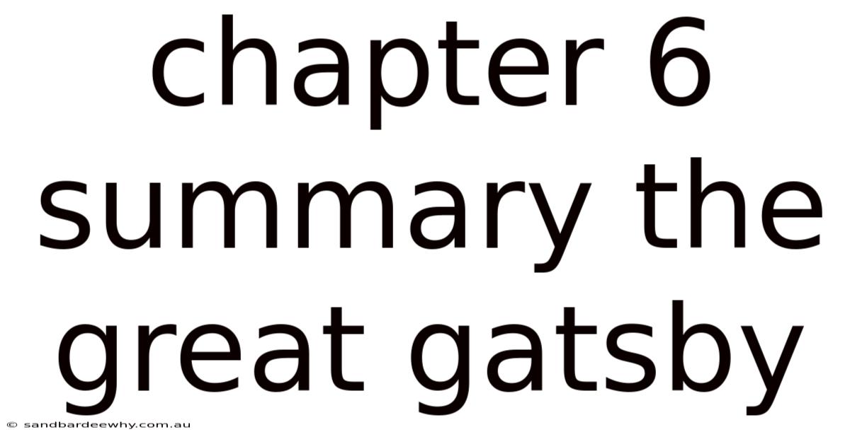 Chapter 6 Summary The Great Gatsby