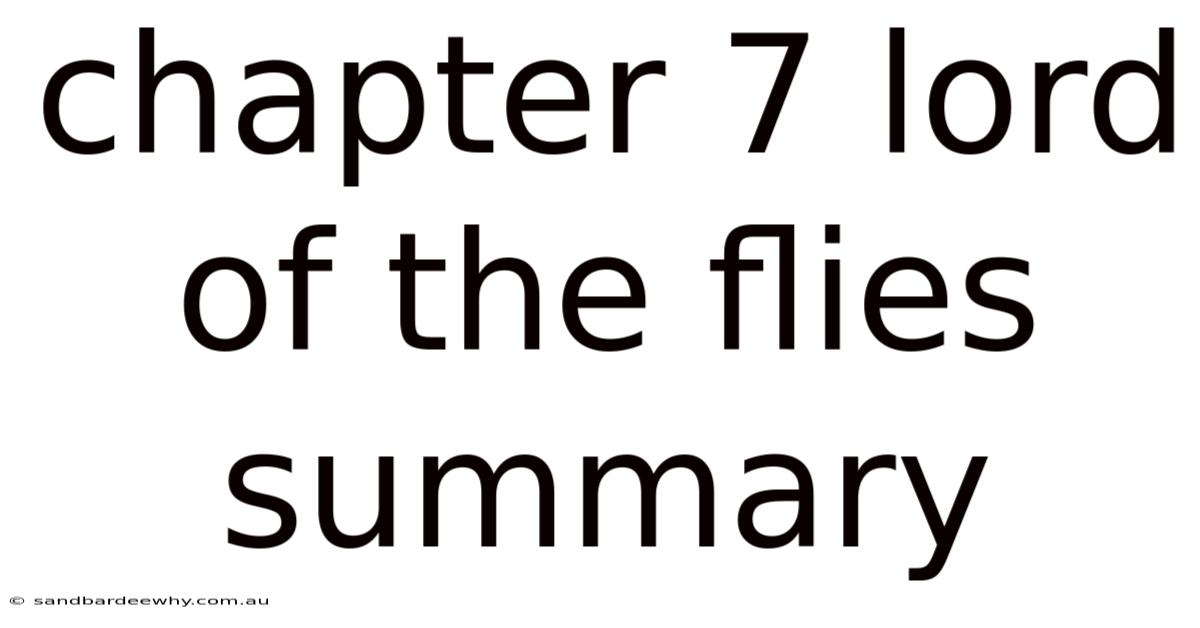 Chapter 7 Lord Of The Flies Summary