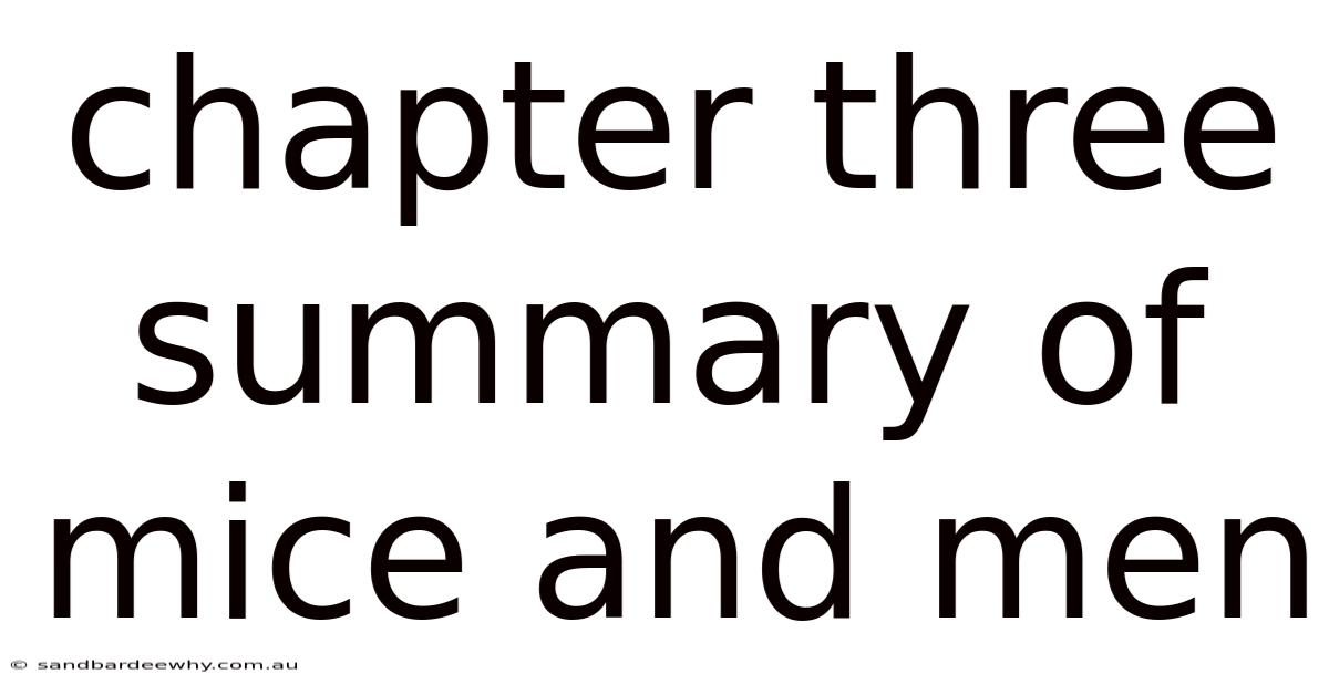 Chapter Three Summary Of Mice And Men