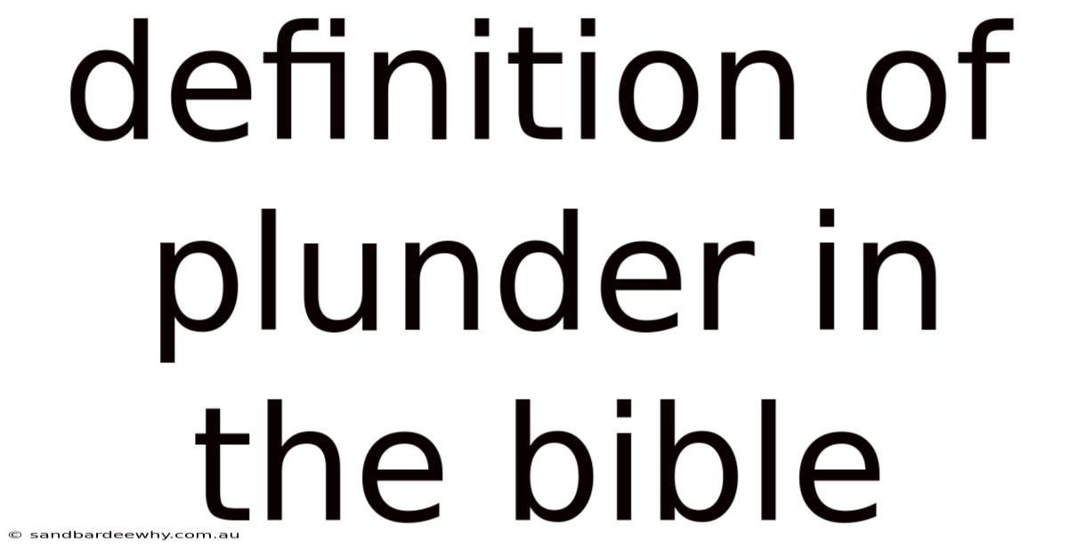 Definition Of Plunder In The Bible