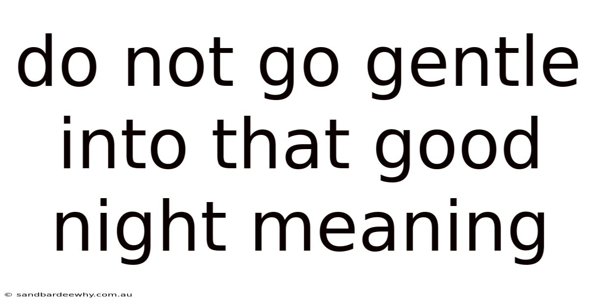 Do Not Go Gentle Into That Good Night Meaning