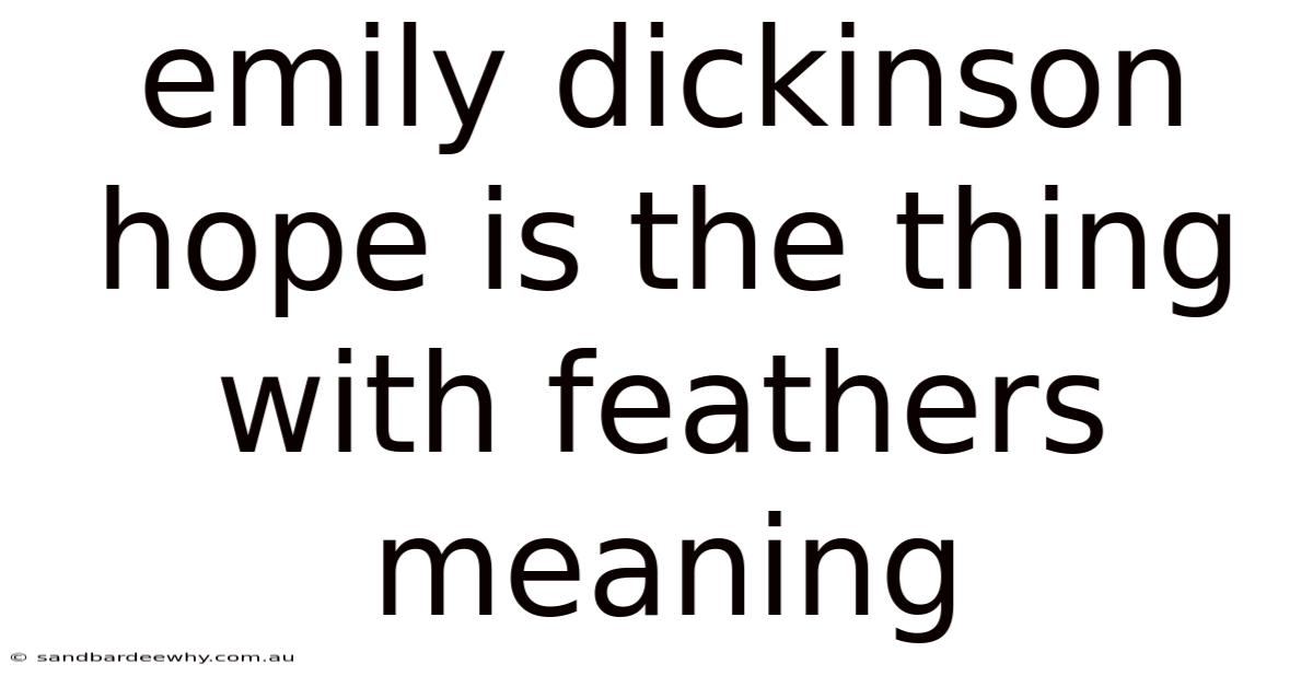 Emily Dickinson Hope Is The Thing With Feathers Meaning
