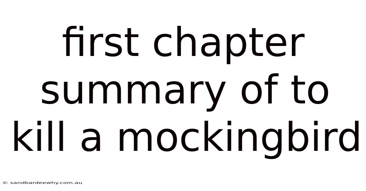 First Chapter Summary Of To Kill A Mockingbird