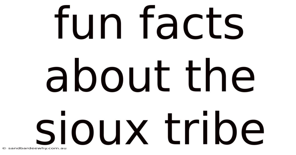Fun Facts About The Sioux Tribe