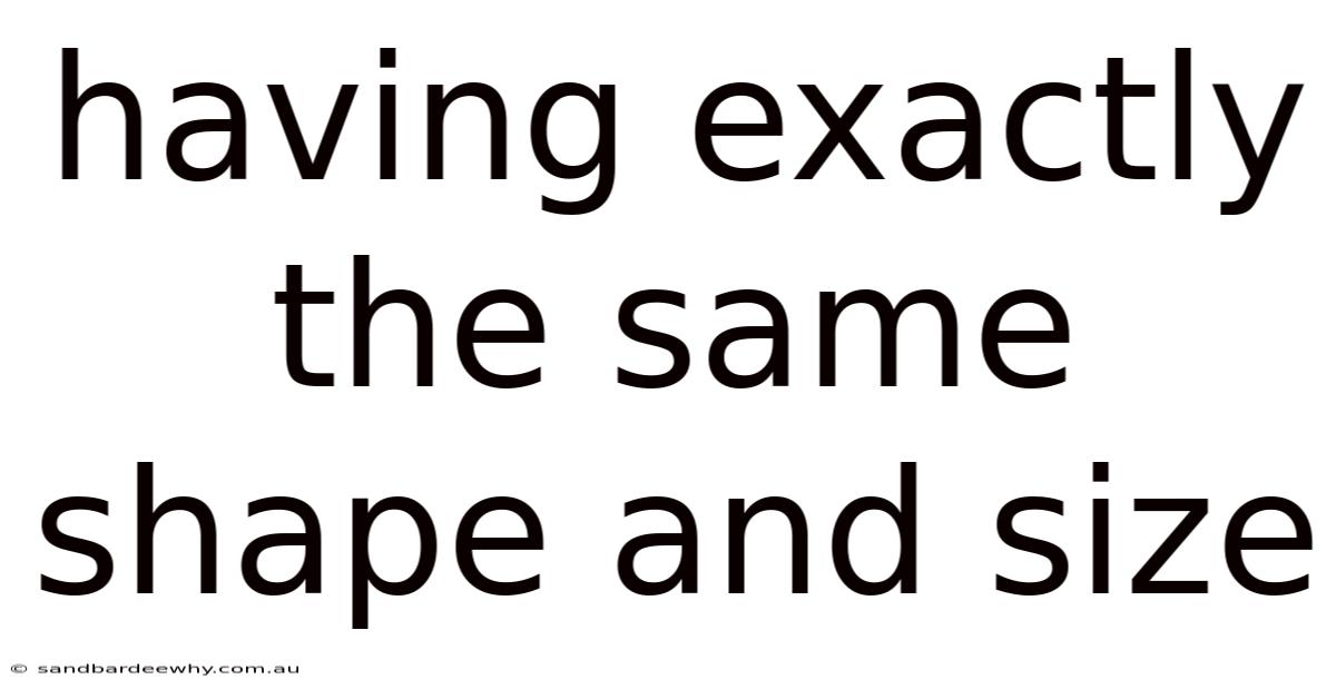 Having Exactly The Same Shape And Size