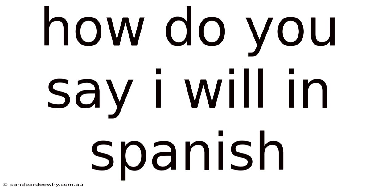 How Do You Say I Will In Spanish