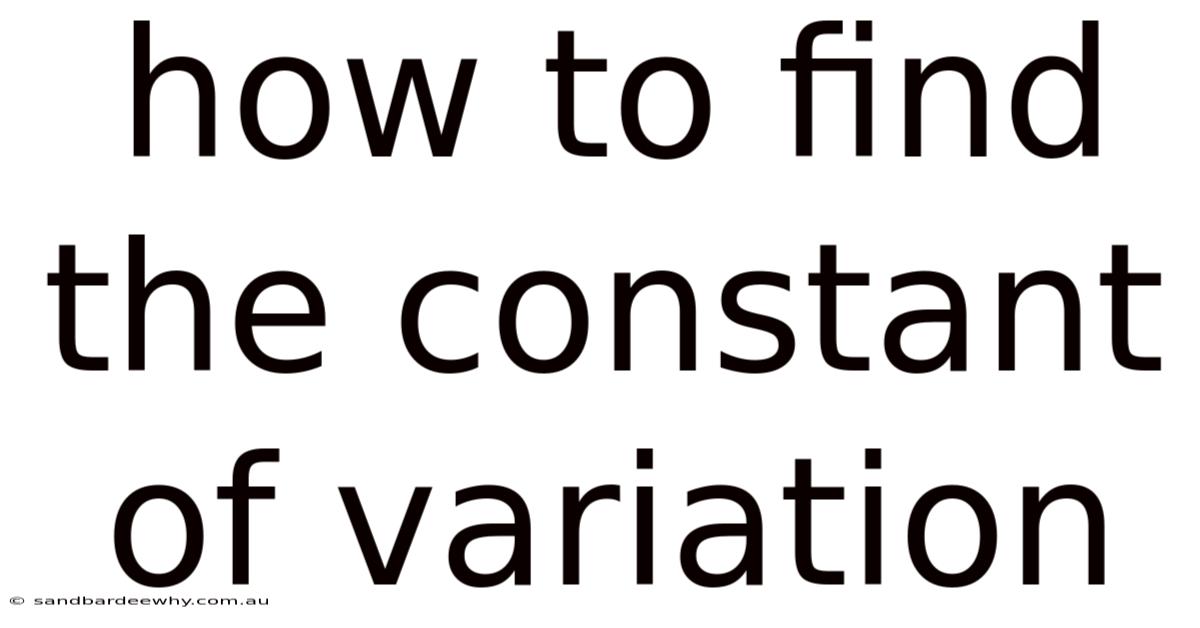 How To Find The Constant Of Variation