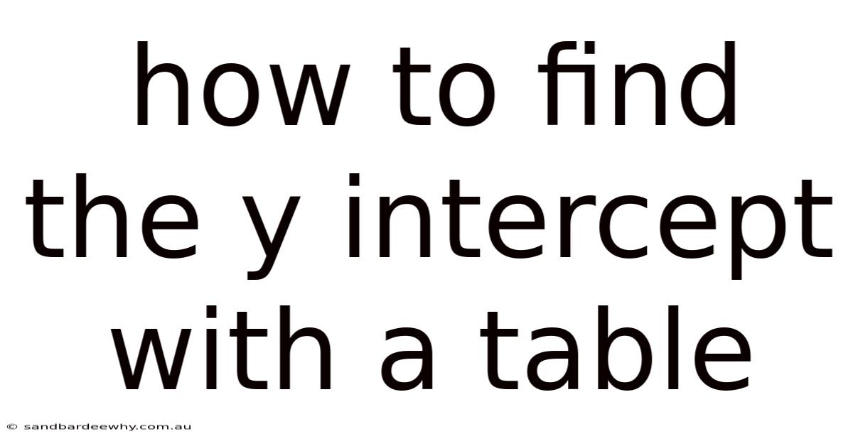 How To Find The Y Intercept With A Table