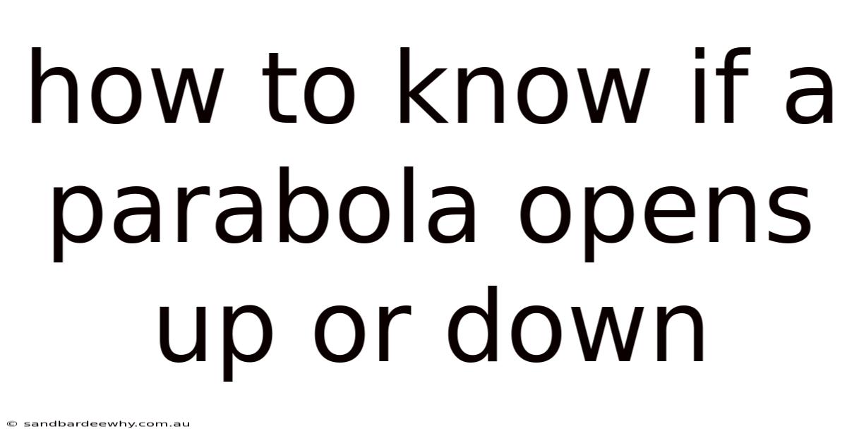 How To Know If A Parabola Opens Up Or Down