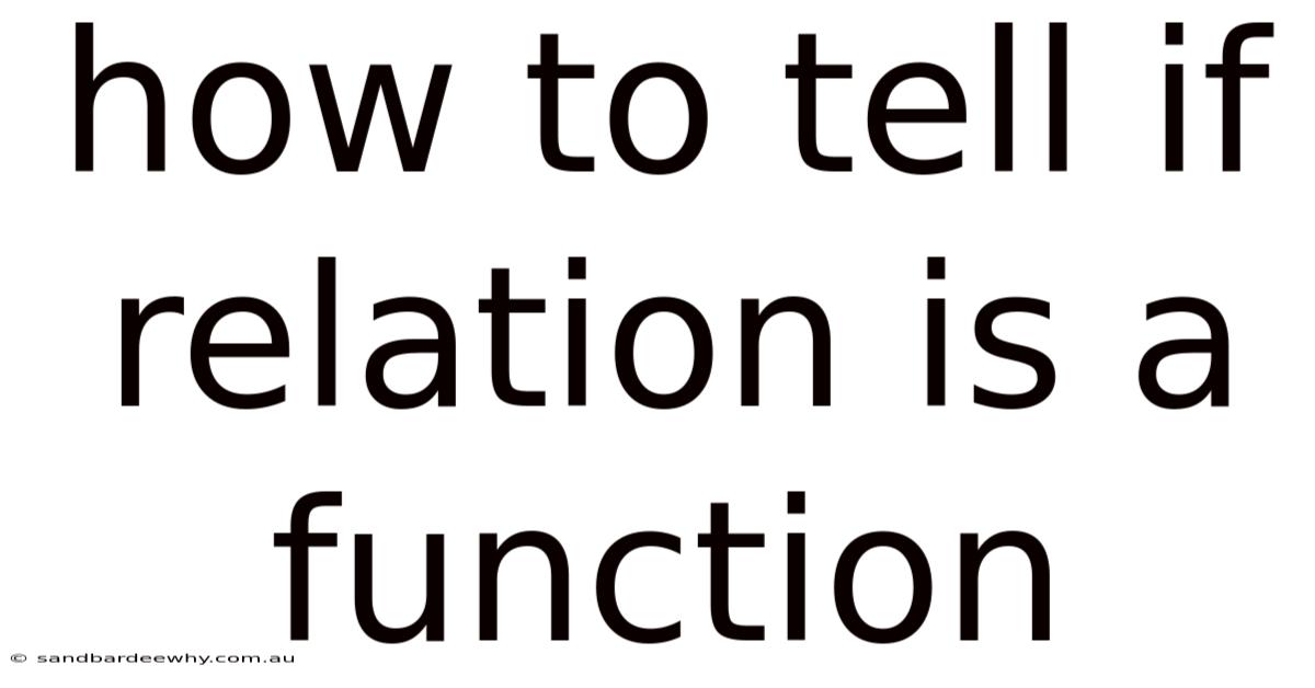 How To Tell If Relation Is A Function