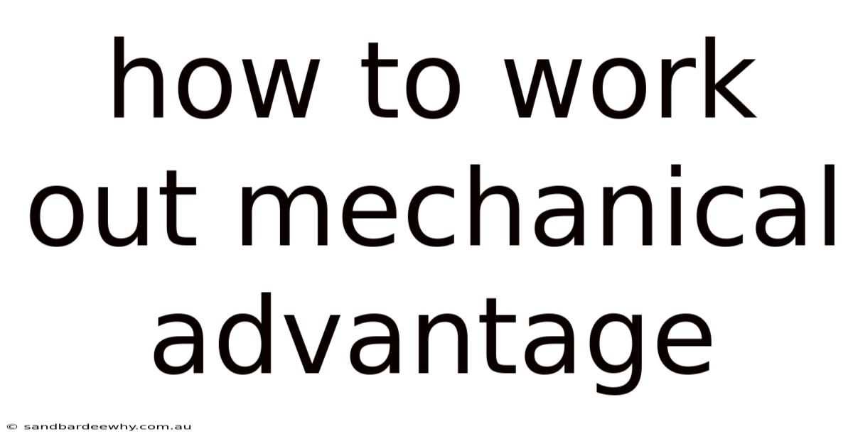 How To Work Out Mechanical Advantage