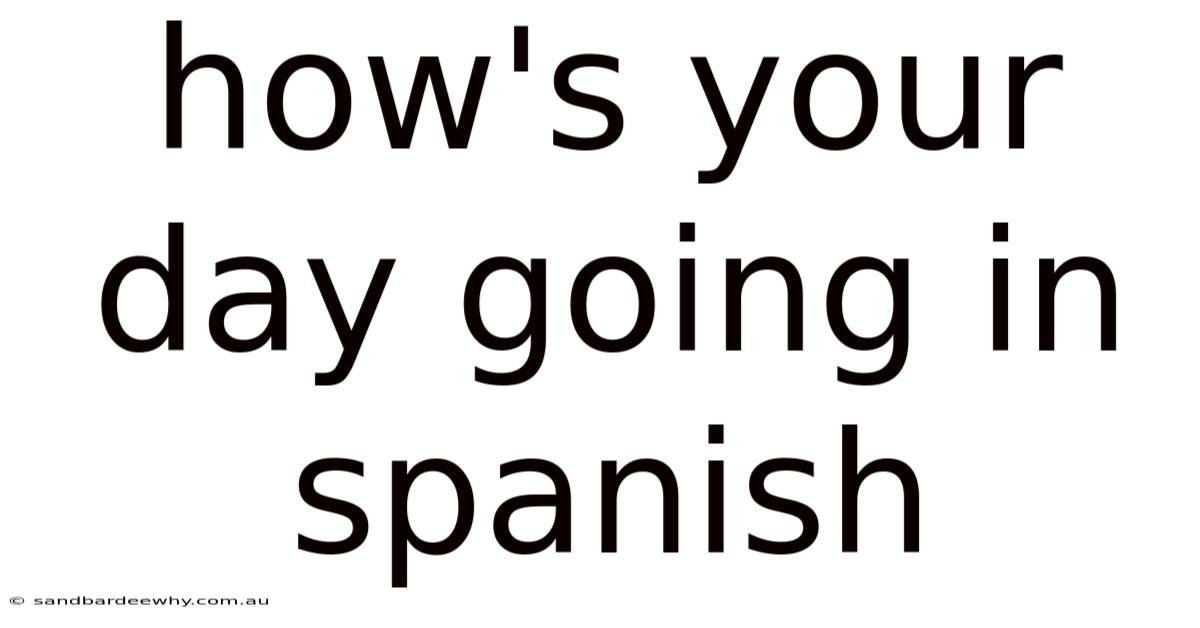 How's Your Day Going In Spanish