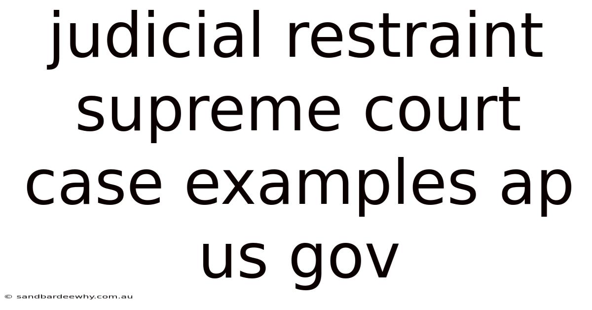 Judicial Restraint Supreme Court Case Examples Ap Us Gov