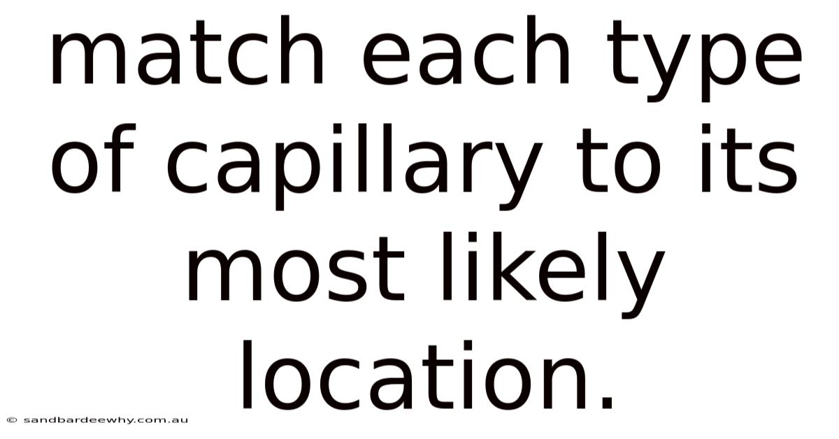 Match Each Type Of Capillary To Its Most Likely Location.