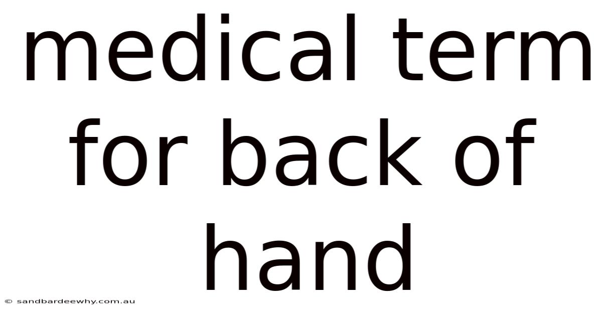 Medical Term For Back Of Hand