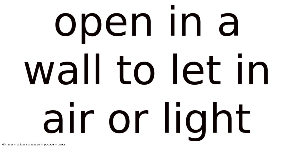 Open In A Wall To Let In Air Or Light