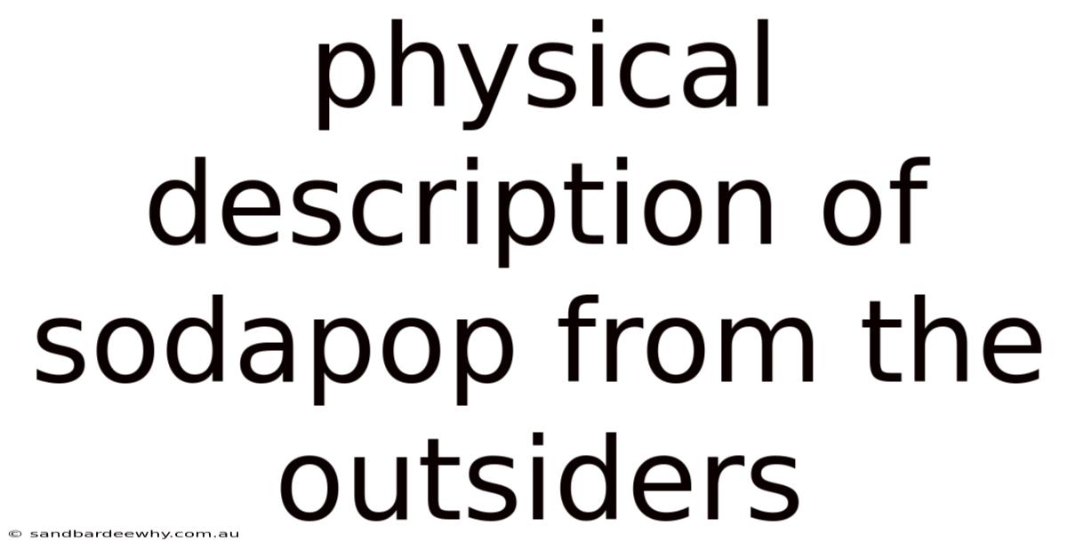 Physical Description Of Sodapop From The Outsiders
