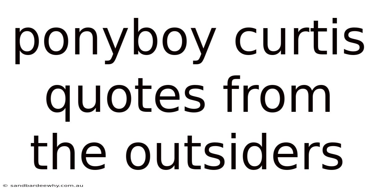 Ponyboy Curtis Quotes From The Outsiders