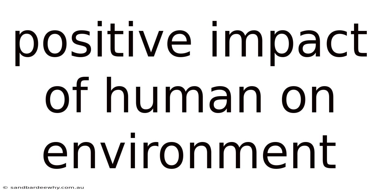 Positive Impact Of Human On Environment