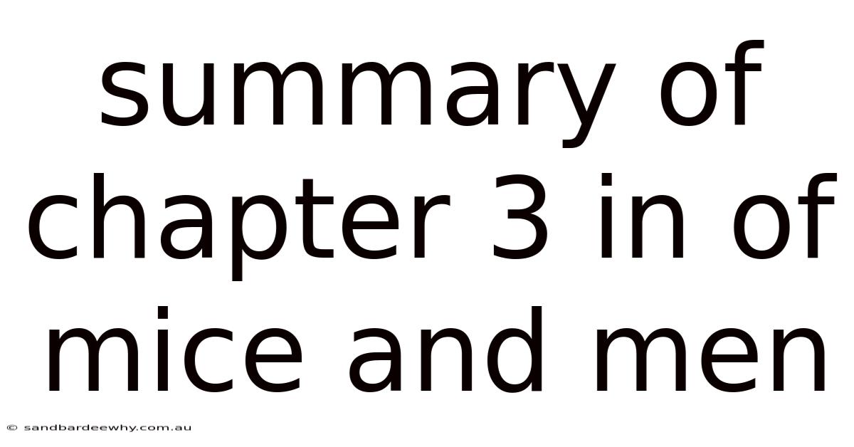 Summary Of Chapter 3 In Of Mice And Men
