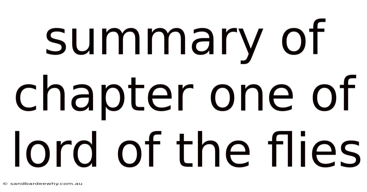 Summary Of Chapter One Of Lord Of The Flies
