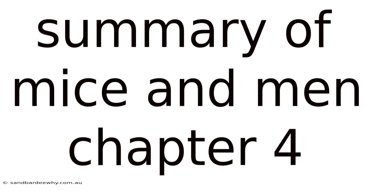 Summary Of Mice And Men Chapter 4