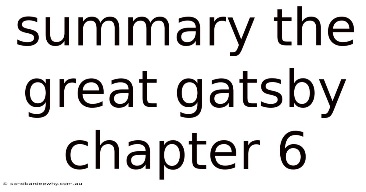 Summary The Great Gatsby Chapter 6