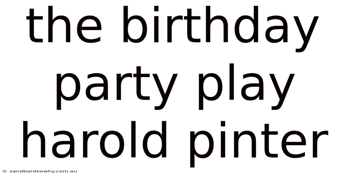 The Birthday Party Play Harold Pinter