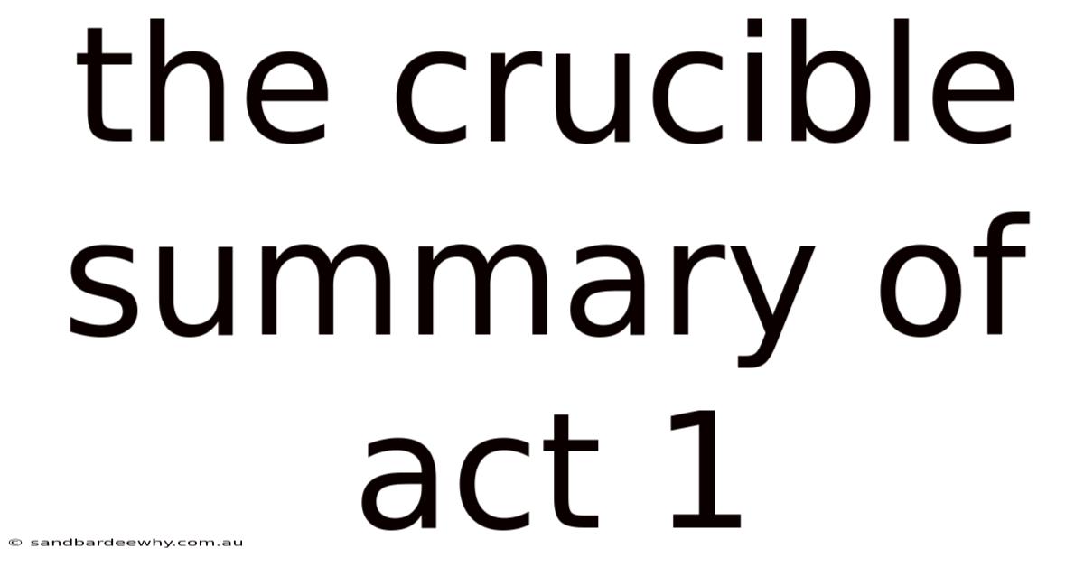 The Crucible Summary Of Act 1