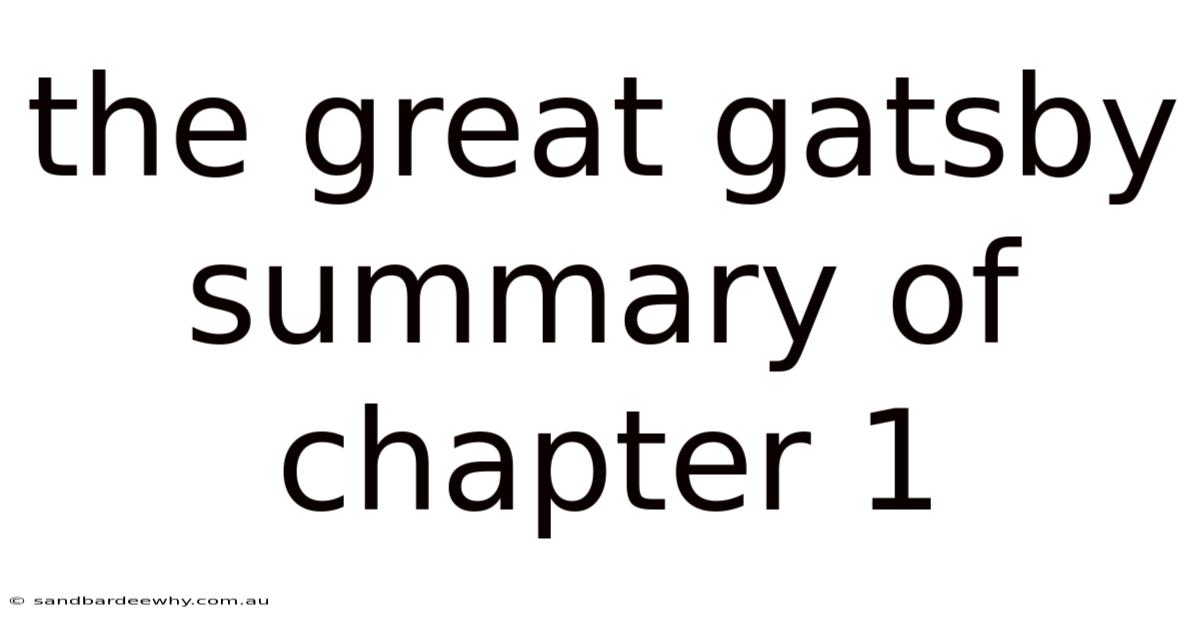 The Great Gatsby Summary Of Chapter 1