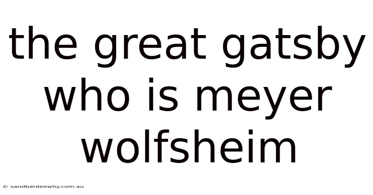 The Great Gatsby Who Is Meyer Wolfsheim
