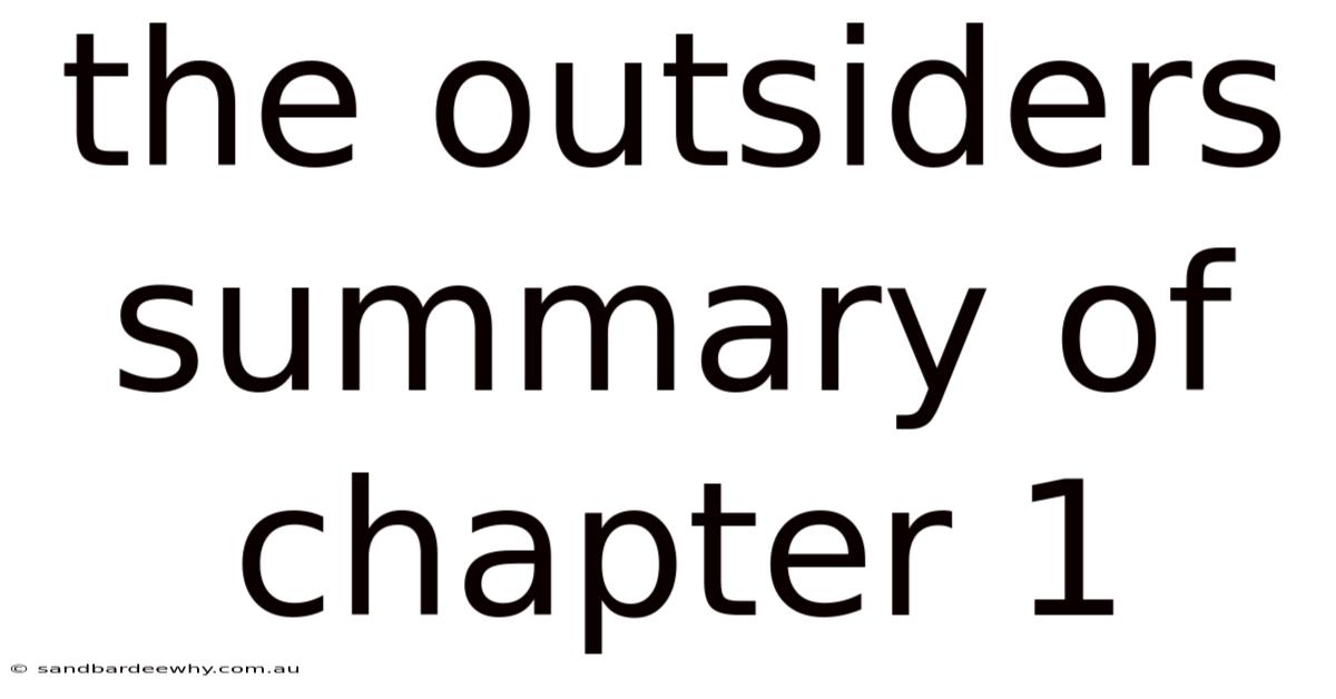 The Outsiders Summary Of Chapter 1
