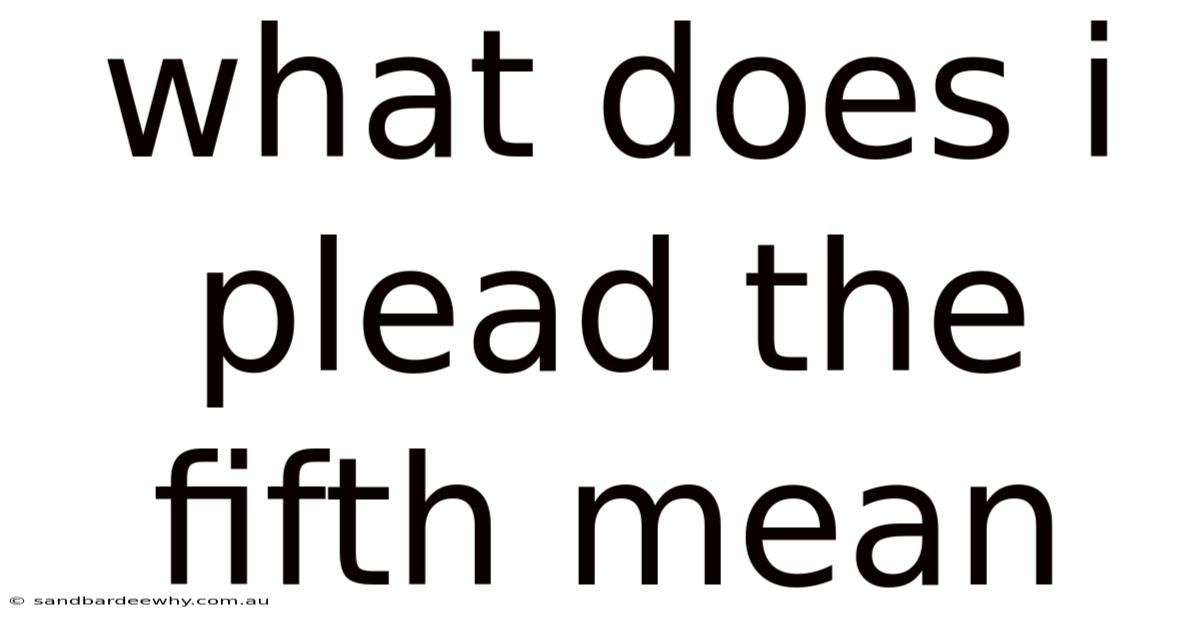What Does I Plead The Fifth Mean