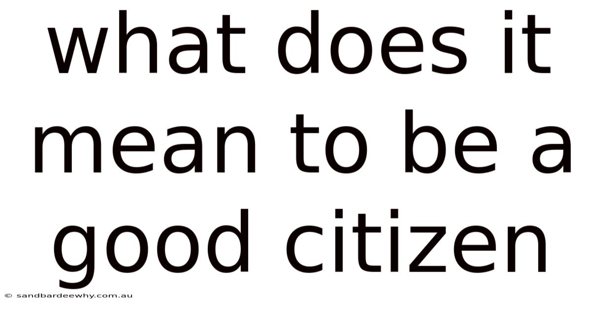 What Does It Mean To Be A Good Citizen
