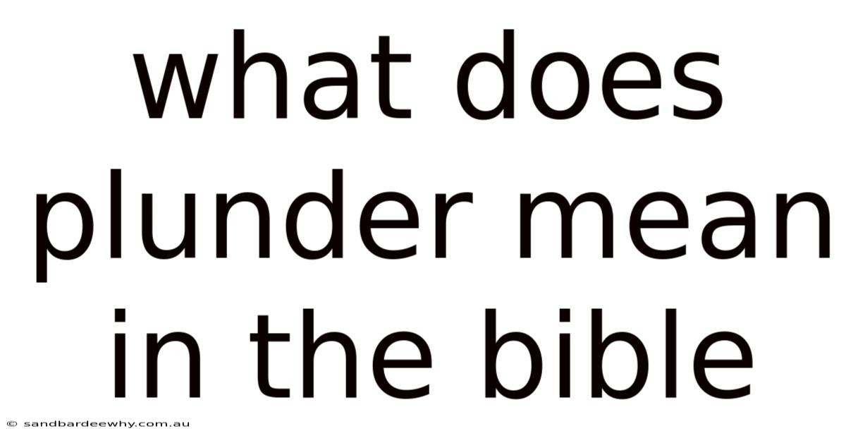 What Does Plunder Mean In The Bible