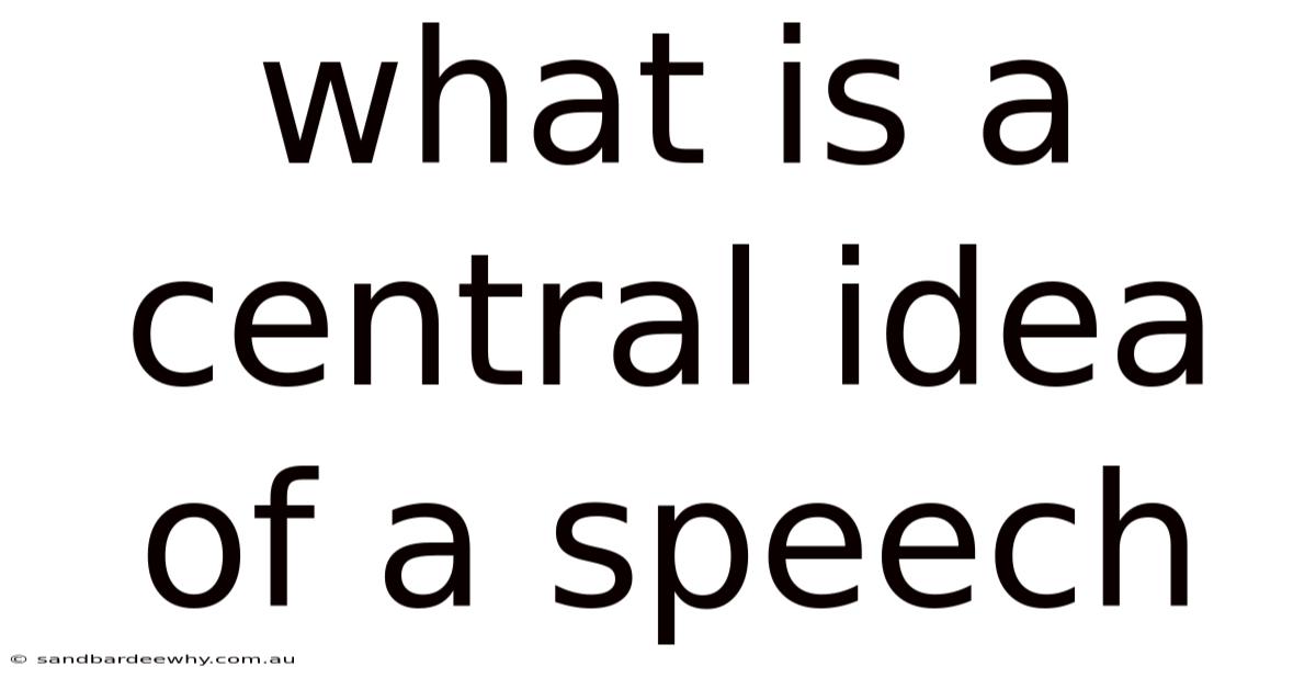 What Is A Central Idea Of A Speech
