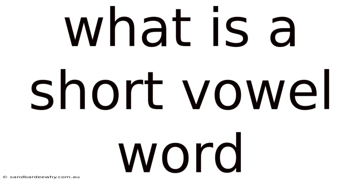 What Is A Short Vowel Word