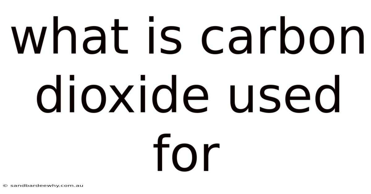 What Is Carbon Dioxide Used For
