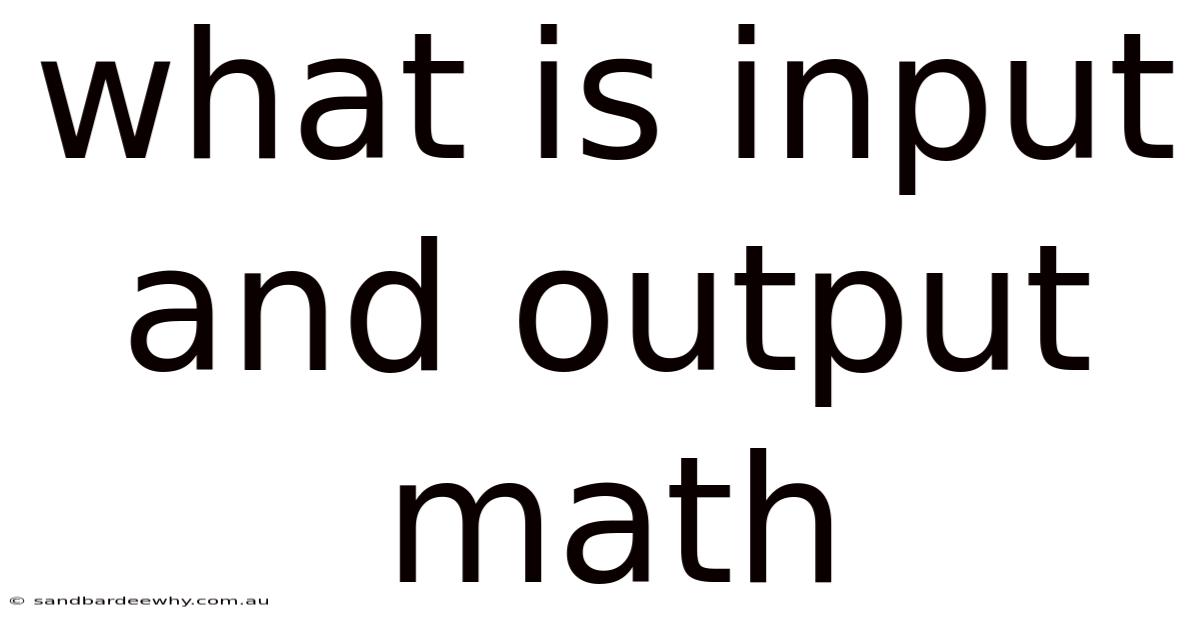 What Is Input And Output Math