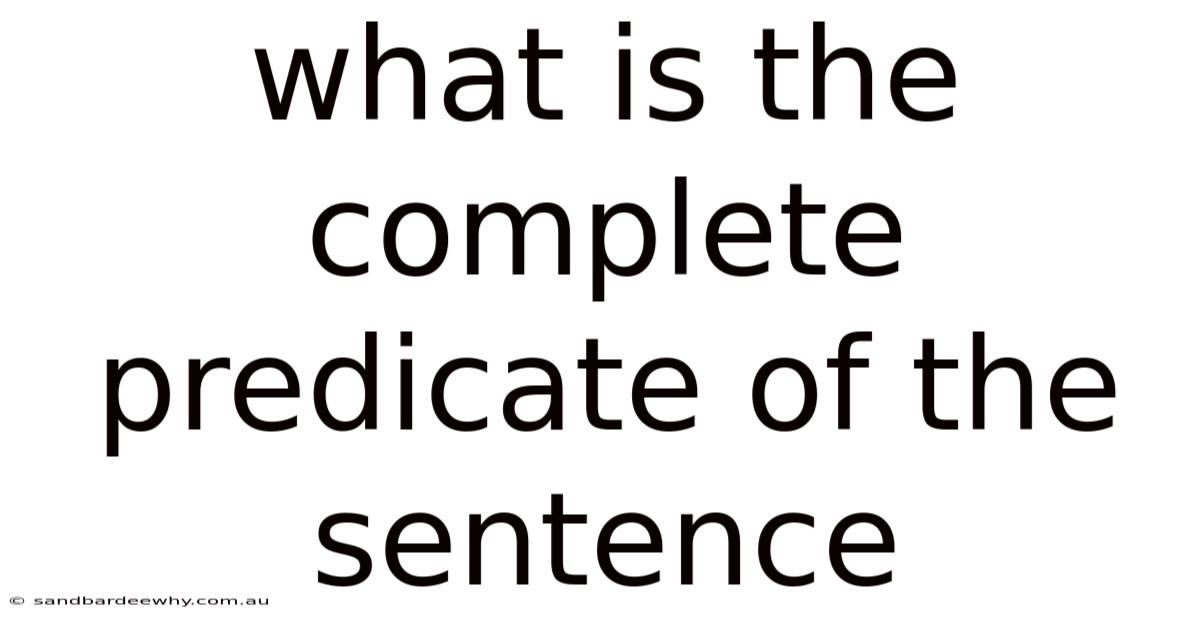 What Is The Complete Predicate Of The Sentence