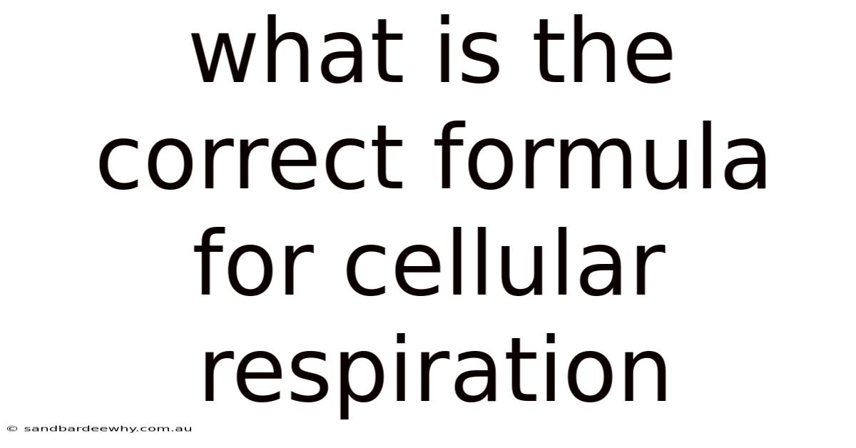 What Is The Correct Formula For Cellular Respiration