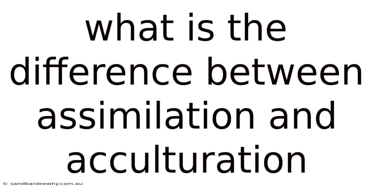 What Is The Difference Between Assimilation And Acculturation