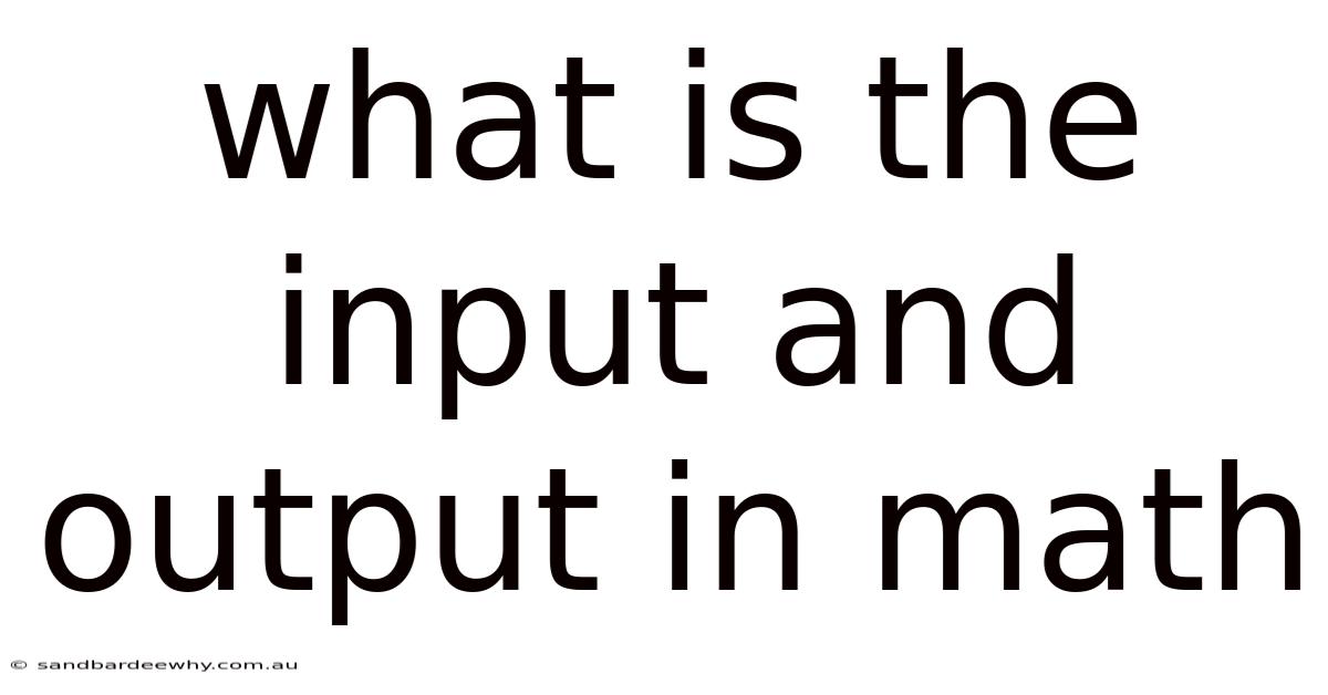 What Is The Input And Output In Math