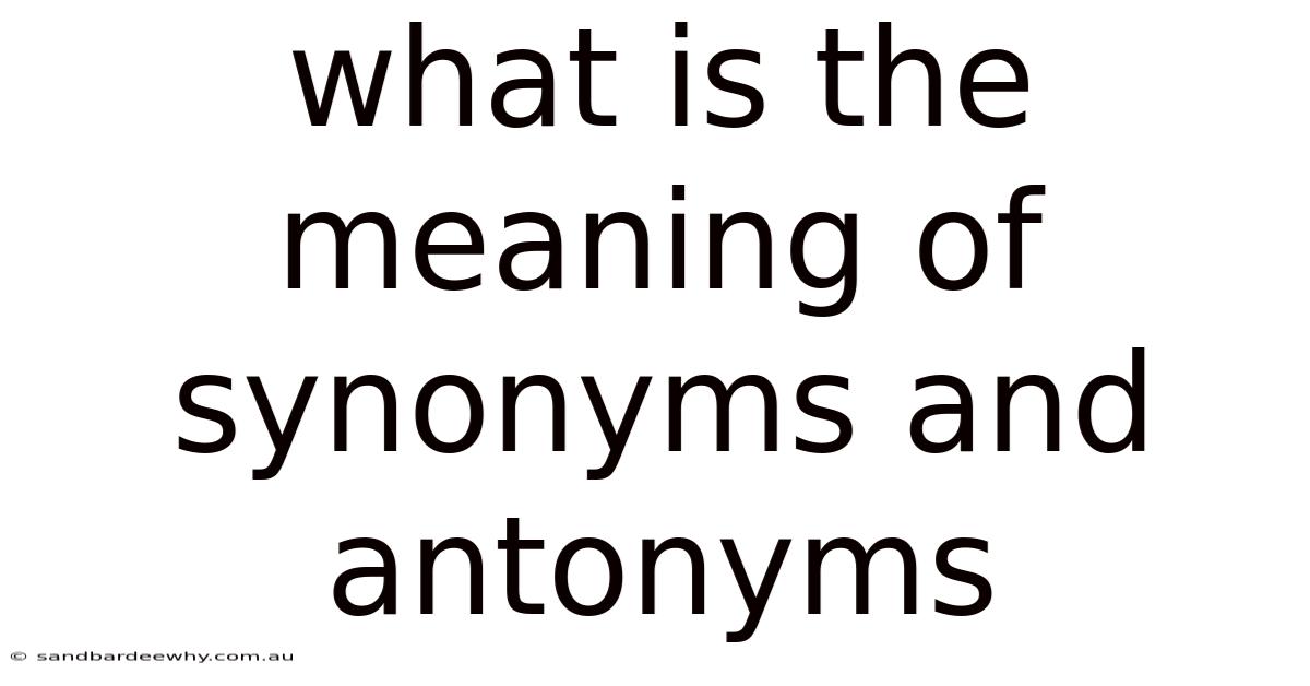 What Is The Meaning Of Synonyms And Antonyms