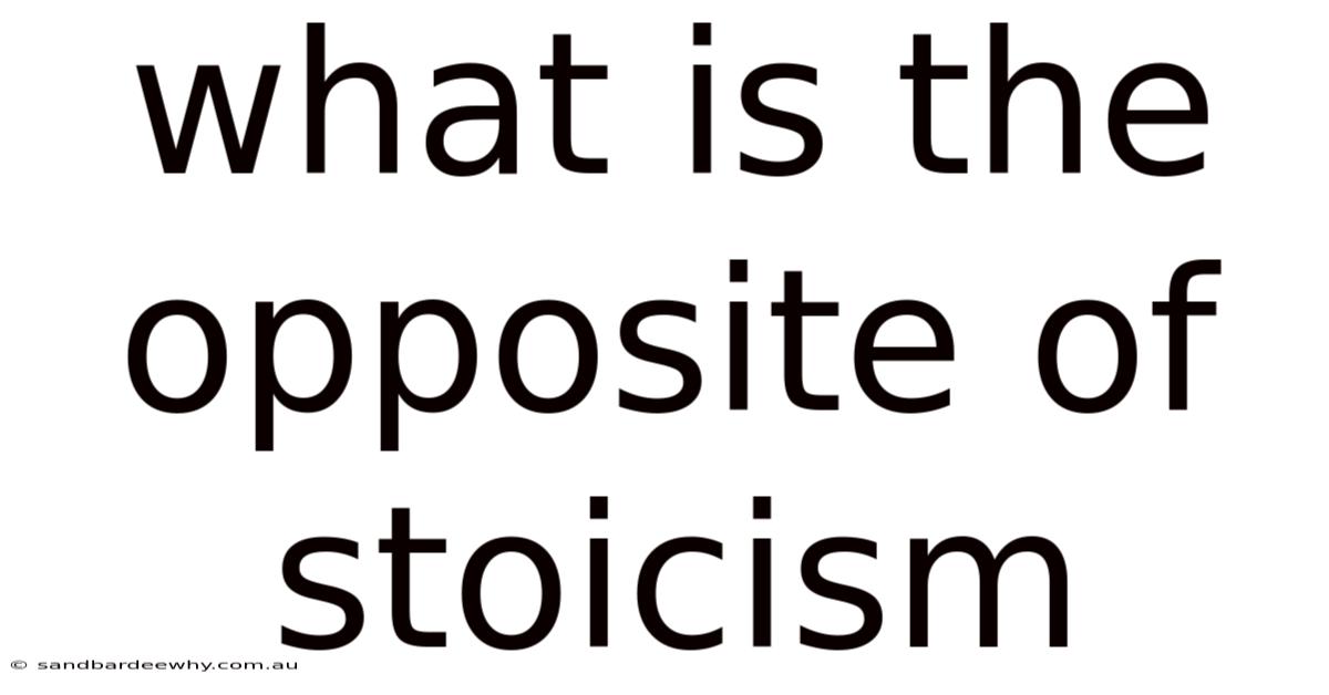 What Is The Opposite Of Stoicism