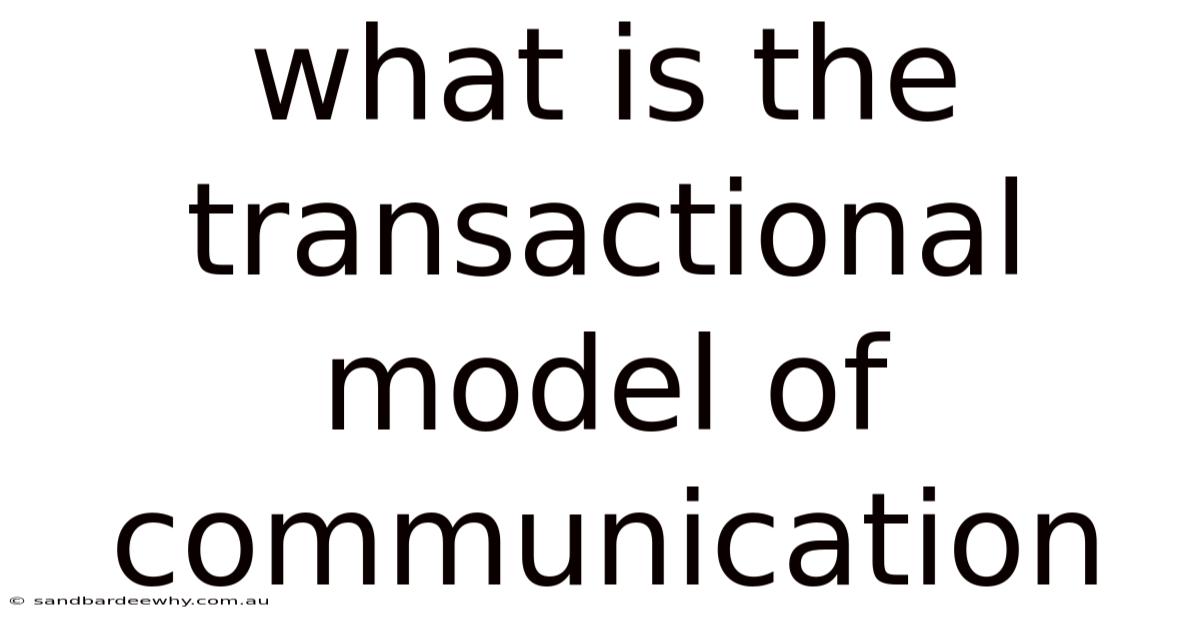What Is The Transactional Model Of Communication